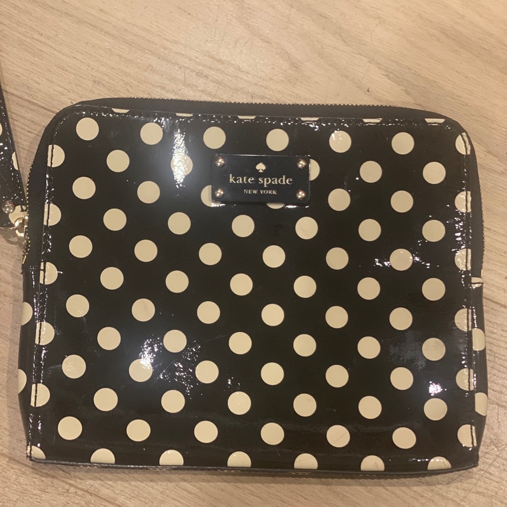 Kate Spade Black and Cream Polka Dot Clutch